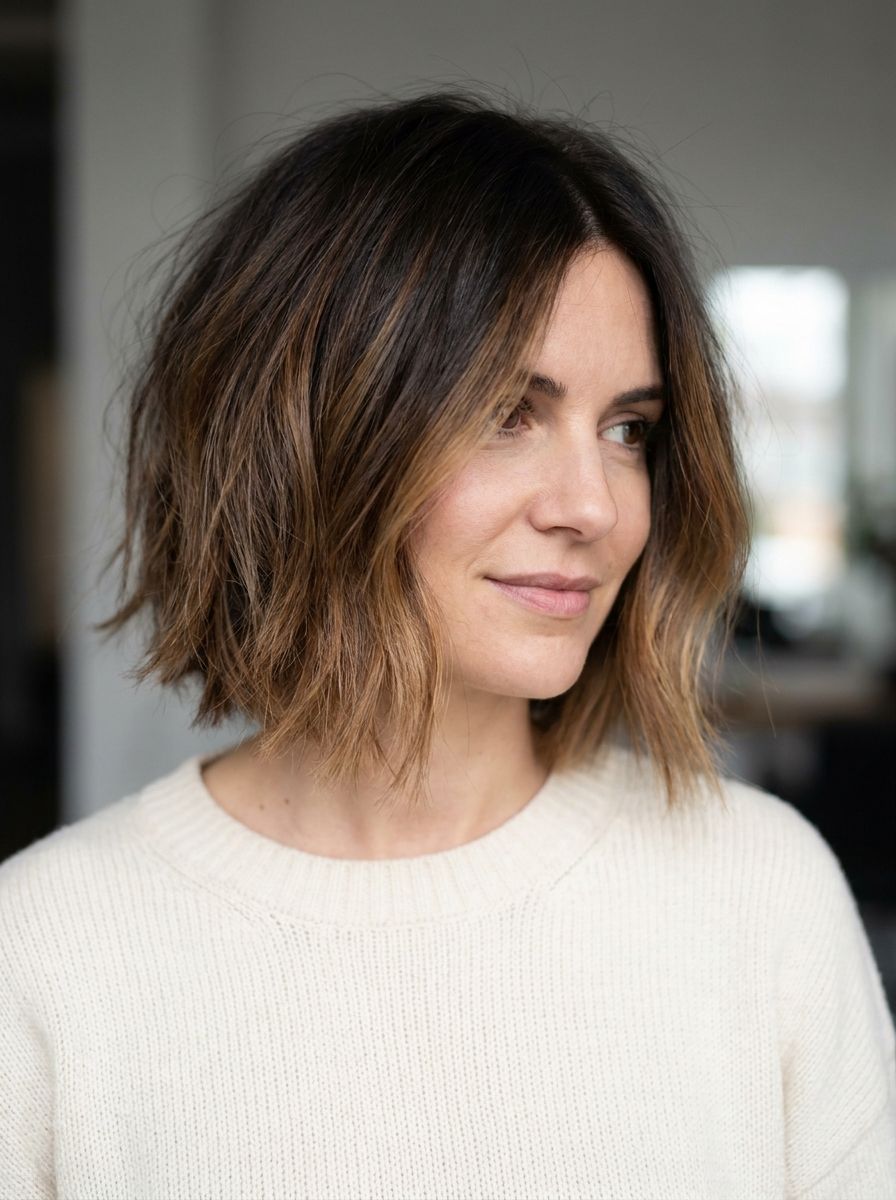 Kurzer Bob mit subtiler Balayage - Haarfarben Ideen für kurze Haare
